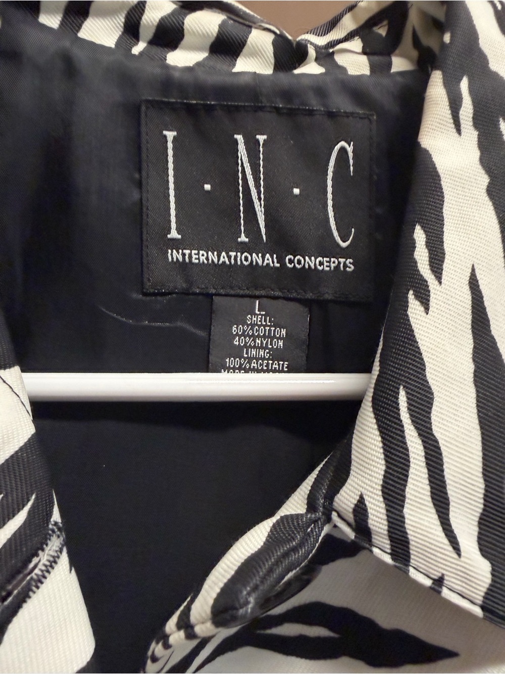 INC International Concepts Black and White Zebra-Print Trench Coat - Picture 2 of 2